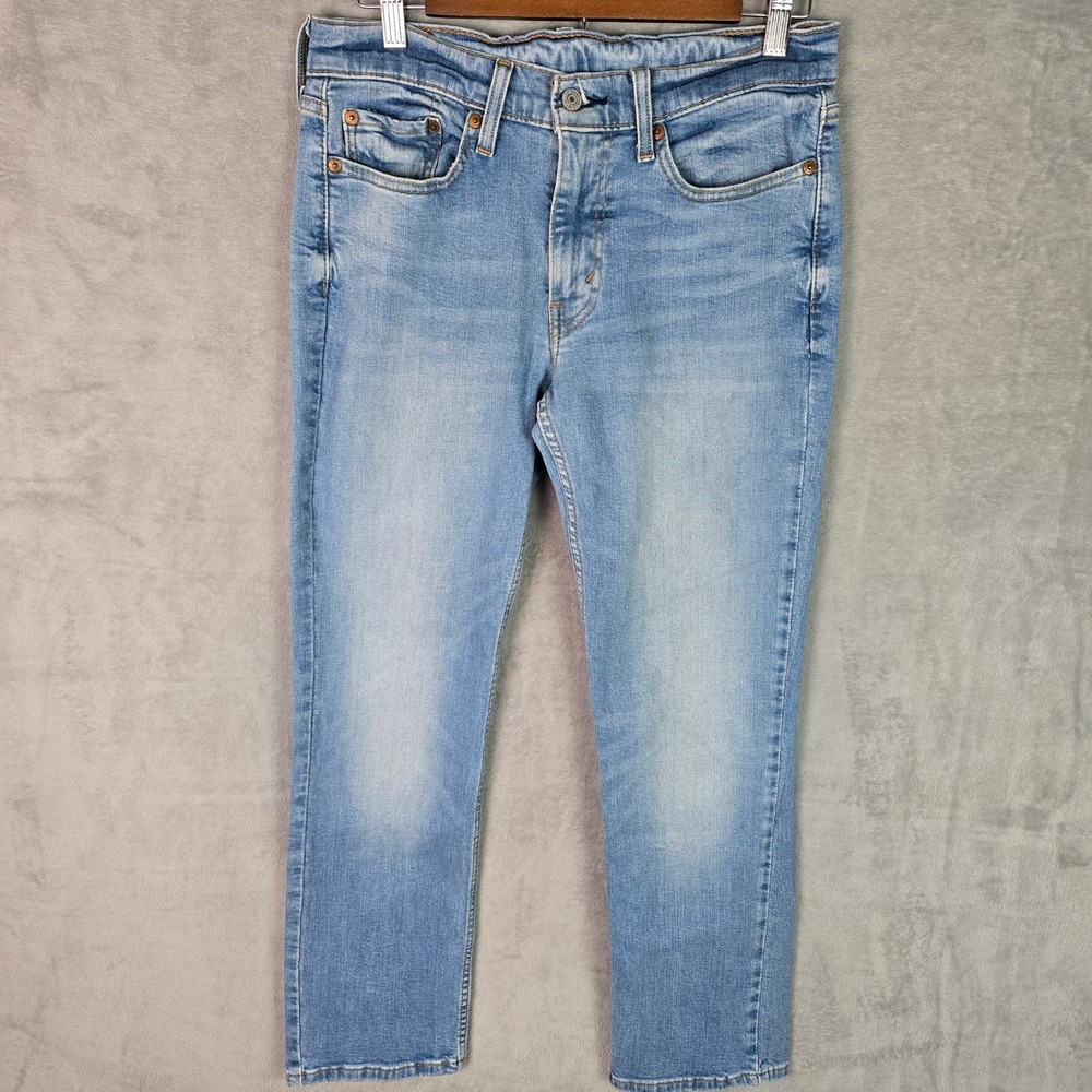 Levis 514 Straight Fit Mens Jeans Light Wash Blue 29x30 Cotton Blend Stretch